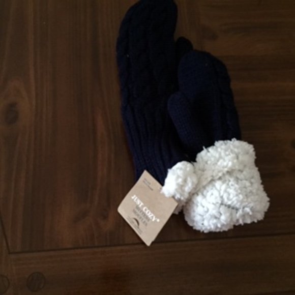 JUST COZY MITTENS.  ONE SIZE FITS.  COLOR: BLUE - Picture 2 of 2